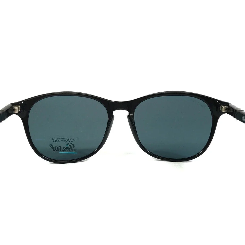 Persol Sunglasses 3042-S 95/4N Black Silver Square Frames Blue Polarized Lenses